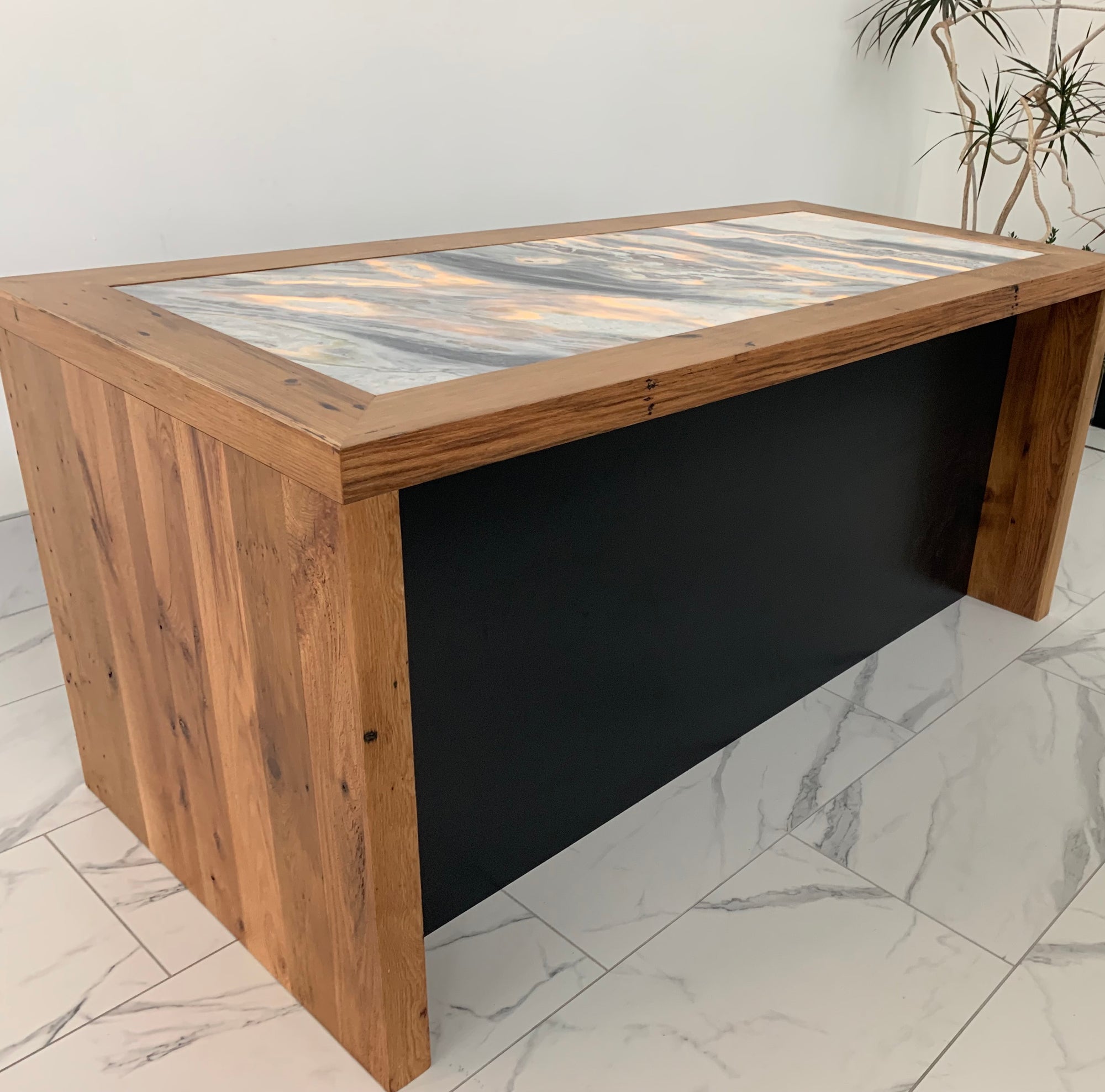 Marble waterfall store desk